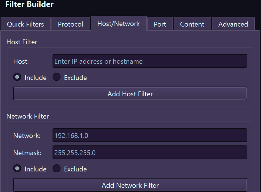 Host & Network Filters